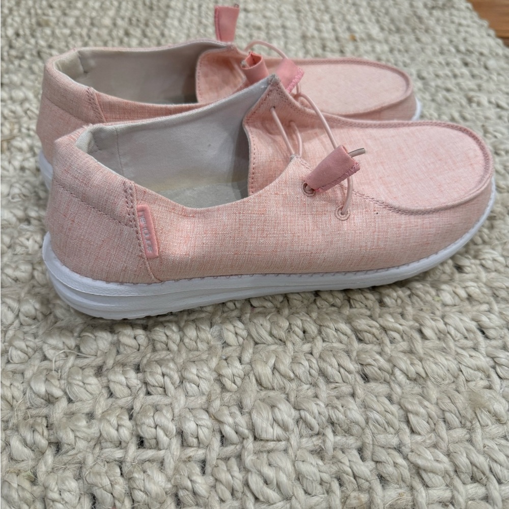 Hey Dude pink, size 8